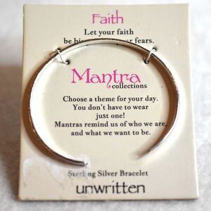 NWT Unwritten Montra Faith Sterling Silver 7" Cuff Bracelet